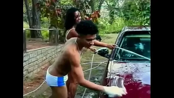 New Car washing turned for juicy Brazilian floozie Sandra into nasty double-barreled threesome outdoor action cool Videos