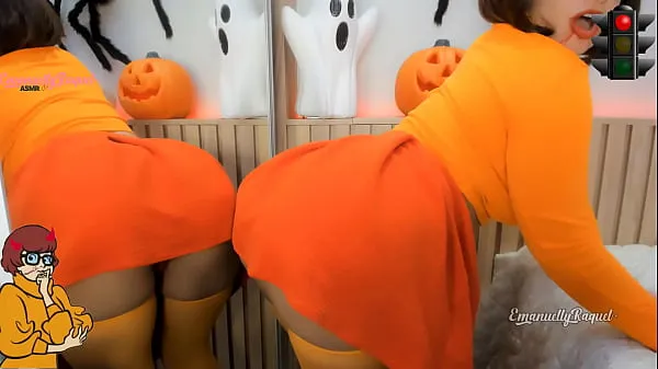 Zoombie Velma Dinckley Scooby Doo cosplay for halloween, jerk off game, blowjob and anal toy Video keren baru