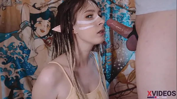 New Cute girl elf in dreadlocks sucking my cock juicy! Drooling deep blowjob ! Deep throat my beautiful girlfriend cool Videos