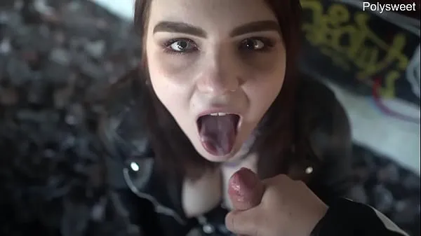 New Cum on the tongue in an abandoned place, a man walked nearby cool Videos