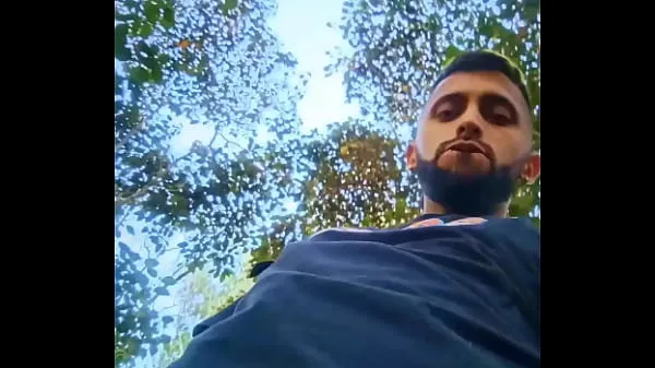 New Big uncut cock latino jerking outdoors in the woods and eating his tasty cum careful not to get caught. What do you do if you find me like this cool Videos