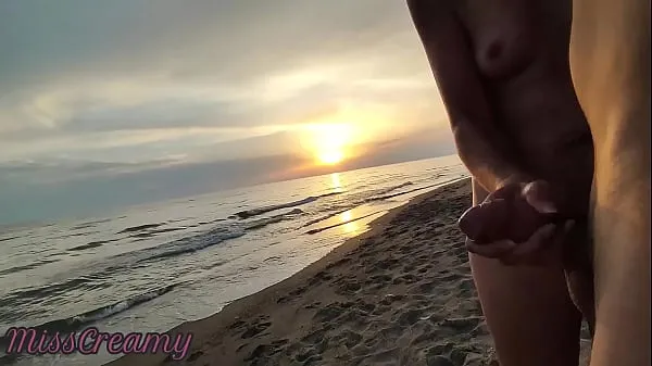 New French Milf Blowjob Amateur on Nude Beach public to stranger with Cumshot 02 - MissCreamy cool Videos