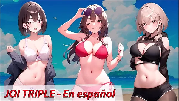 Nya JOI hentai, three friends want to masturbate you, in Spanish coola videor