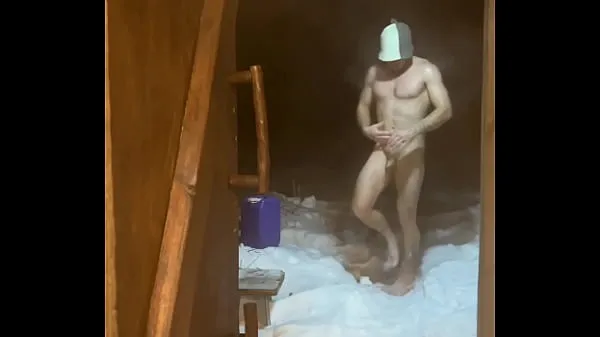 Novos Sex VLOG from VILLAGE / Horny in the bathhouse and jerking off a big dick / Pissing in an outdoor toilet in winter vídeos legais